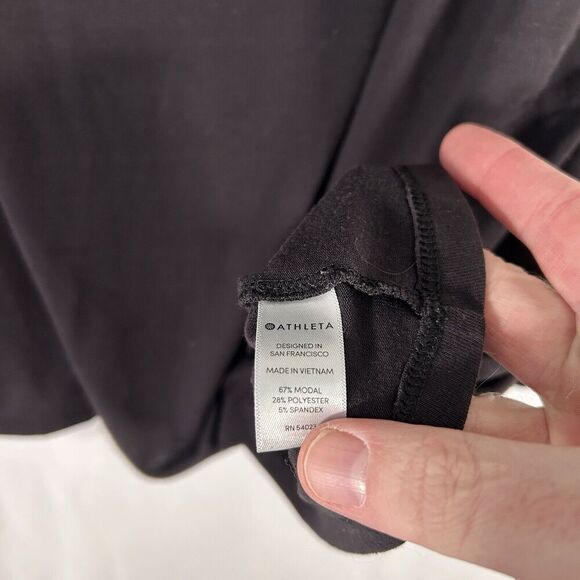 Athleta Blouse Women's XXS Black Long Sleeve Crew Neck Lightweight Modal Blend - Picture 5 of 6